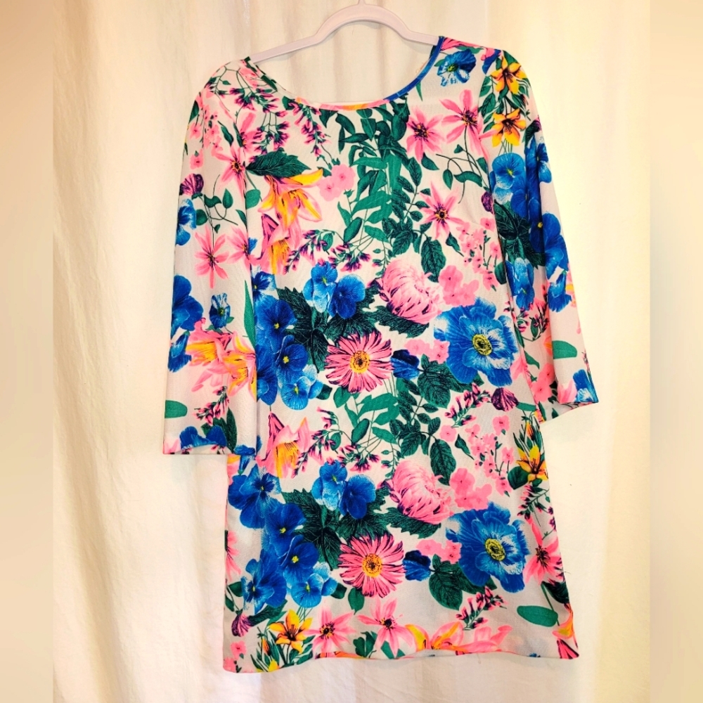 Traffic People Floral Mini Dress in Blue, Pink, Green